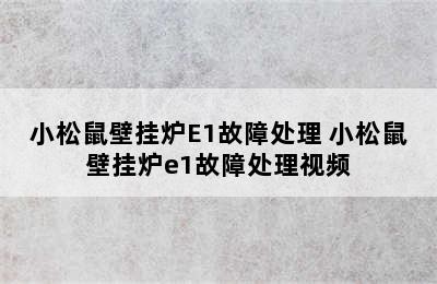 小松鼠壁挂炉E1故障处理 小松鼠壁挂炉e1故障处理视频